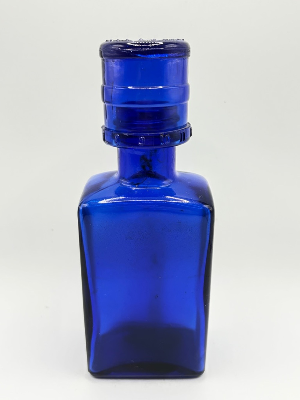Antique Cobalt Blue Medicine Apothecary Bottle with Dosage Cup, Heaping Spoonful